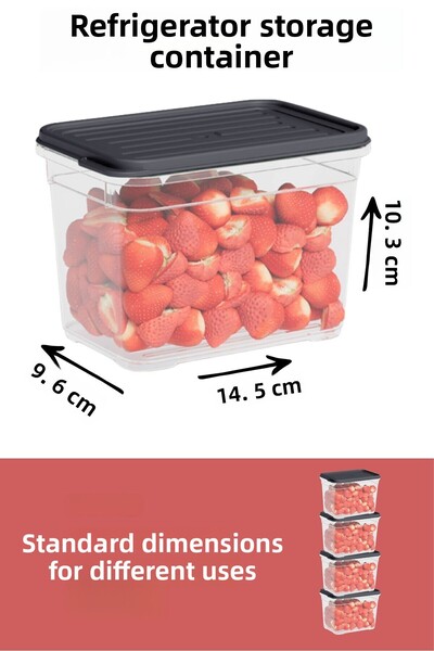 BAGER MARKET 4-Piece Icebox Storage Container Winter Container Freezer Organizer Refrigerator Food Storage Container 950 ml 4 Colors