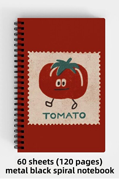 Anime Marketi دفتر ملاحظات بغلاف مقوى على شكل طماطم مقاس A5 مكون من 120 ورقة