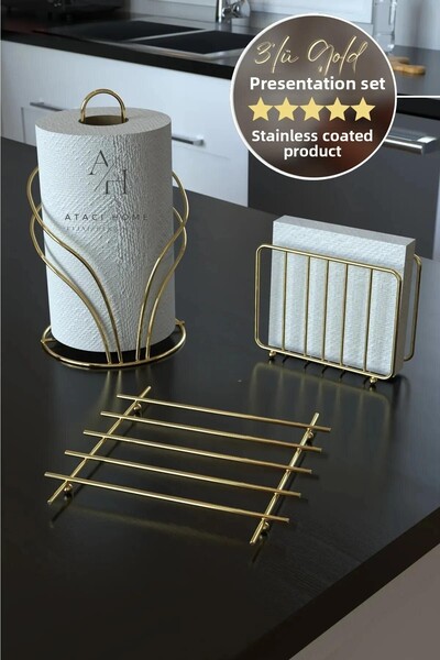 ATACI 3-Piece Presentation Set, Dowry Table Serving Set, Napkin Holder, Towel...