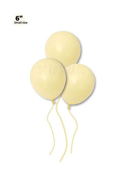 Huzur Party Store Small Mini Size Yellow Color Macaron Balloon 50 Pieces 6 Inch 15 Cm Party Balloon Soft Color Birthday Decoration