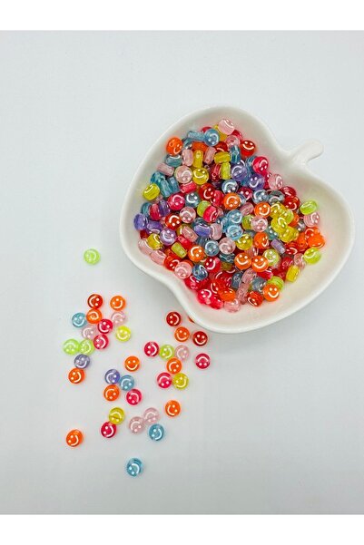 Egem aksesuar 50 قطعة خرز وجه مبتسم شفاف مختلط الألوان