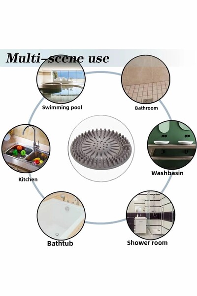 BEYZANA Sink and Bathtub Plug with Silicone Strainer - Round Stopper Bathroom Rack