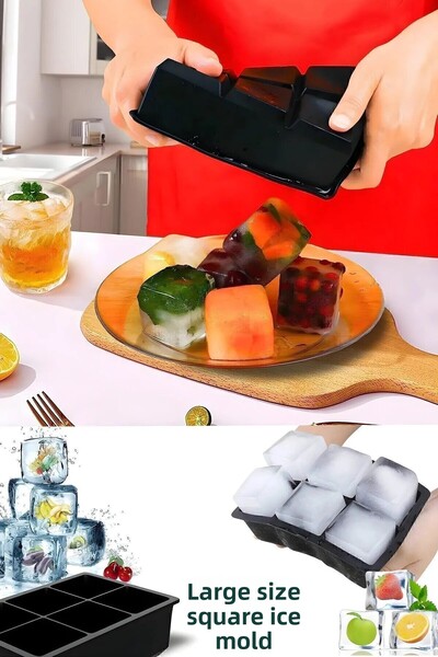 housein 6-Piece Large Size Silicone Ice Mold - Cocktail and Beverage Ice Box