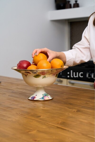 Miss Betty Rose Deluxe Enamel Footed Fruit Bowl 30 cm