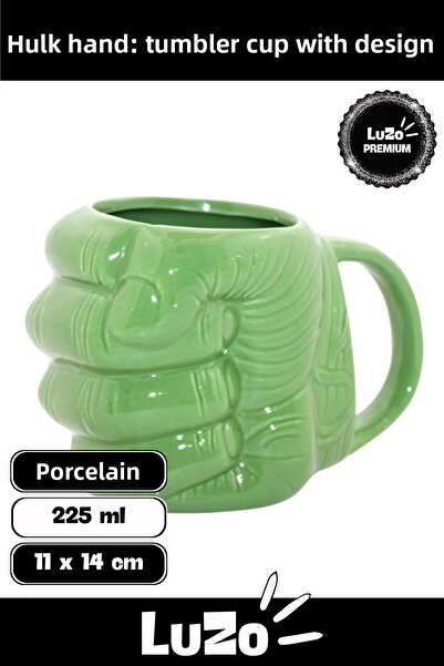 LuZo Premium Gift for Lover Friend Decorative Stylish Porcelain Hulk Hand Designed Mug Cup 11X14 cm