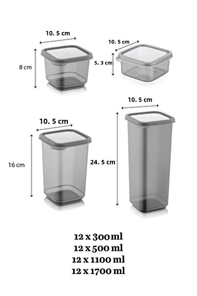 Meleni Home 48 Piece Dowry Set - Labeled Square Food Storage Container Breakfast Snack Bowl Spice Bowl Pulses Container