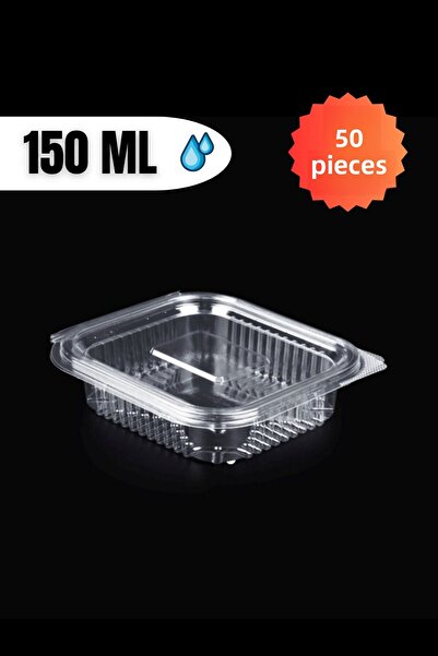 YOK YOK AMBALAJ Disposable Storage Container with Plastic Lid Leak Proof Container 150 ml 50 Pieces