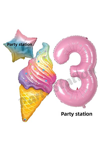 Parti Station مجموعة آيس كريم معجنات آيس كريم ومجموعة بالونات لعيد الميلاد لع...