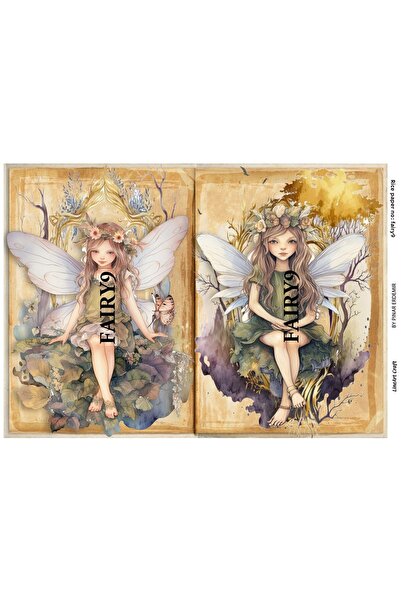 LİNEART Fairy9 Brass Decopage Paper - 29X42Cm