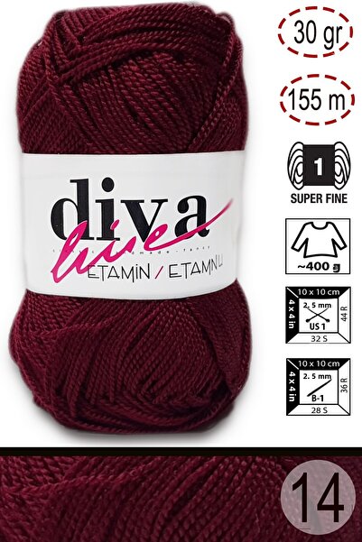 Diva İplik Diva Line Diva Etamin Business Orlon 14 Claret Red