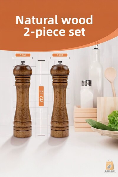 ebulduk Natural Wood Pepper Salt Coffee Spice Grinder Wooden Mill Salt Shaker...