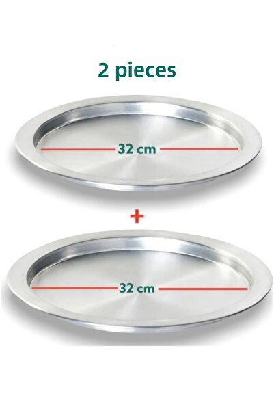 Yıldız çelik Set of 2 Aluminum Kunefe and Kadayif Trays, 32 Cm, with Base, Du...