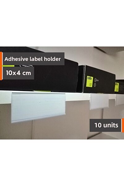 Şeffaf Etiket 10 buc Etichetă albă adezivă pentru raft față 10x4 cm Profil PVC cu buzunar de protecție 10x4 cm Etichetă