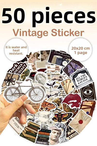 Grafikup Комплект от 50 винтидж стикера – етикети за химикалки, лаптопи, тетр...