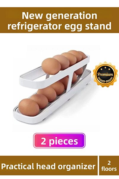 Nightwatchers ثلاجة فاخرة من البلاستيك بطبقتين، منظم رف عملي مفيد، حامل بيض من الجيل الجديد، قطعتين