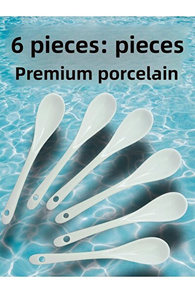 SAMSA 6 قطع شاي بورسلين فاخر، سكر، صلصة، بهارات، عسل، ملعقة مربى 6 قطع من رغيف البرسيلين