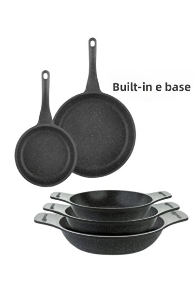 ThermoAD Granite 2-Piece 20-26 cm Pan + 3-Piece Casserole Sahan Set Without L...