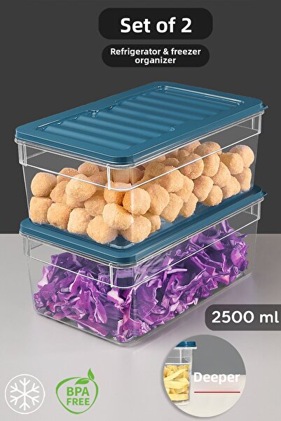 Meleni Home Set de 2 organizatoare pentru frigider adânc Container de depozit...