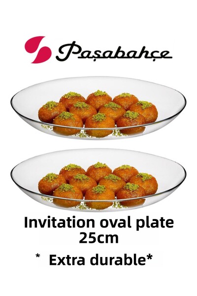 Paşabahçe 25cmx19cm Double Invitation Oval Plate