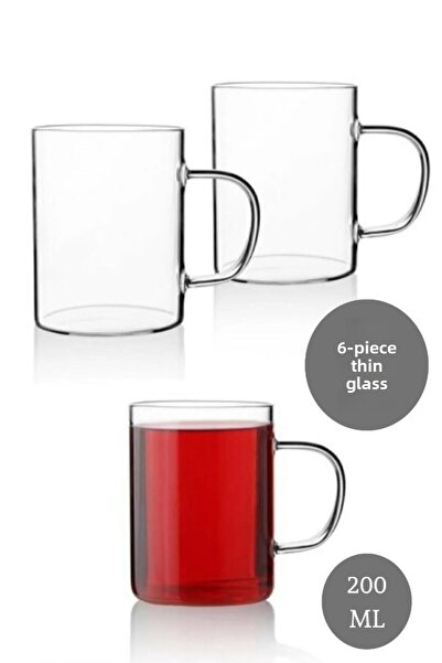 Heredot مجموعة من 6 أكواب زجاجية مقاومة للحريق سعة 200 مل Mıt1015