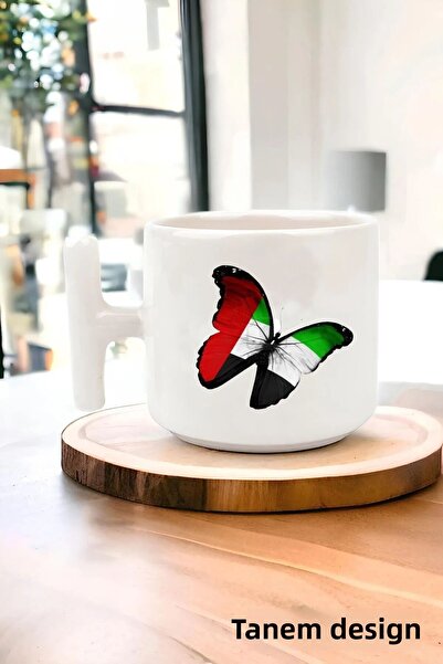 Tanem Tasarım كوب تي شيرت فلسطين مطبوع بتصميم - كوب غازيا وكودوس ماسكيد-آي أكسا