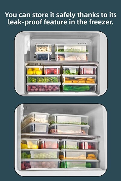 Espas Home 5-Piece Leakproof Freshbox Storage Container – Microwave and Refrigerator Compatible / 1X3000 ml - 4X1400 ml