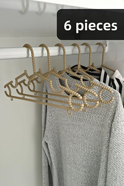 Fesya Home 6 bucăți de umerașe din plastic pentru haine și cămăși - maro