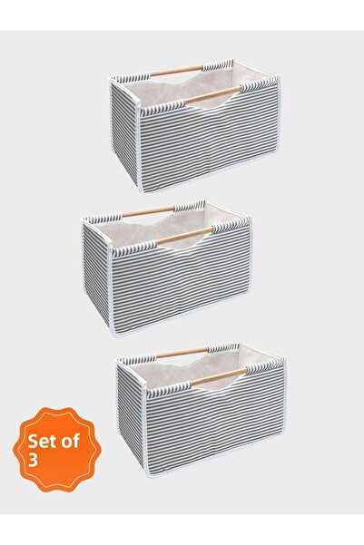 Venita Home 3-Piece Wooden Handle Midi Organizer Box