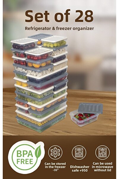 Nesto Home 28 Colorful Refrigerator Organizer Freezer and Microwave Storage Container 2X2400 6X1200 8X1170 12X600 ml