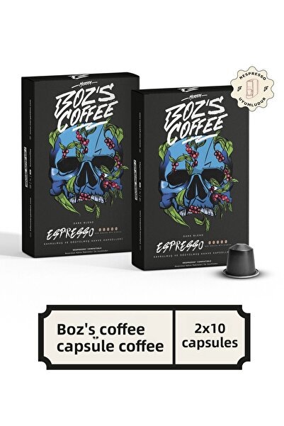 Bozs Coffee كبسولات قهوة داكنة متوافقة مع نسبريسو - 2 عبوة 20 قطعة