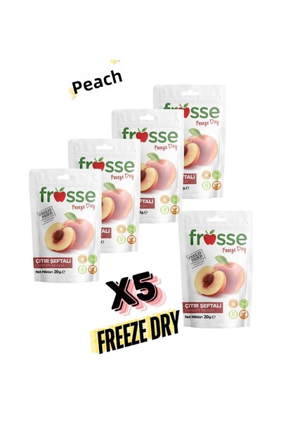 frosse رقائق الخوخ المجففة بالتجميد من شركة الشركة المصنعة 20 جرام × 5 عبوات