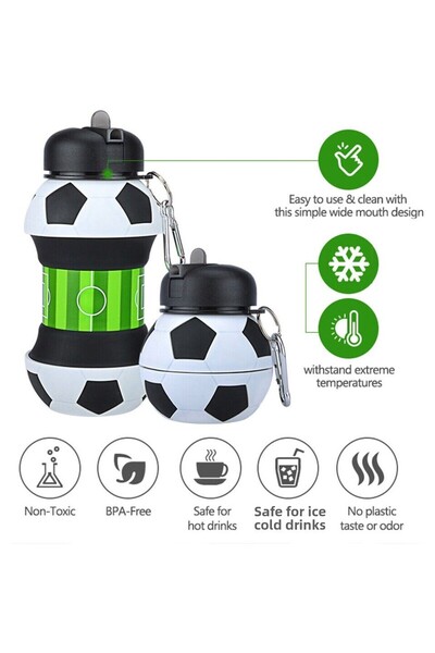 tozlupazar قارورة سليكون 550 مل مقاومة للتسرب وقابلة للطي للمدرسة والمكتب والتخييم والسفر