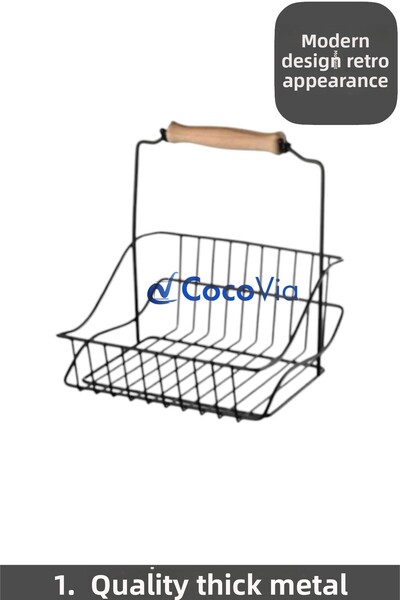 CocoVia Organizator de coș retro cu design modern negru