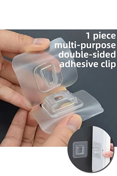 MİMOZA PARK 1 Piece Double-Sided Adhesive Snap Clip Item Fixing Hanger Transp...