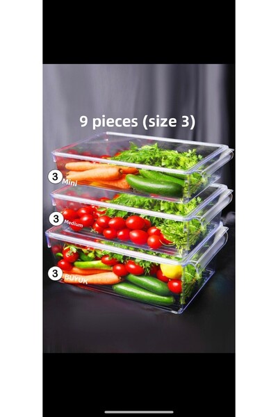 LeesHome Set de 9 cu capac înalt și transparent pentru frigider și organizator pentru dulap