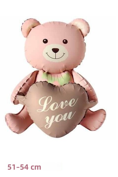 Baloncu Dede بالون هيليوم تيدي بير وردي مكتوب عليه أحبك للحبيب واليوم الخاص