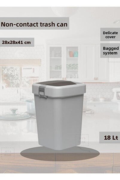 Jet's Home Γκρι Κάδος απορριμμάτων κουζίνας-μπάνιου Bass Pull 18 λίτρων