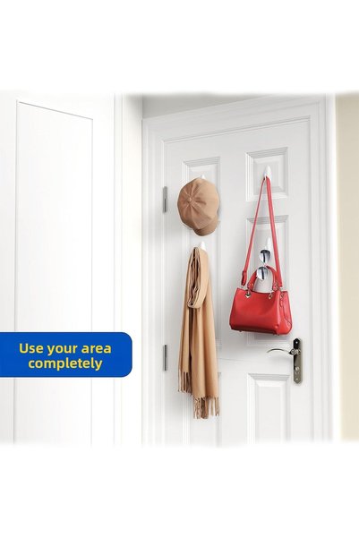 LİRAZON 6-Piece Square Adhesive Square Bathroom Hanger Towel, Robe Hanger Multi-Purpose Strong Adhesive Transparent Hanger