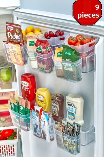 Alacarte مجموعة مكونة من 6 قطع - منظم ثلاجة مع غطاء معلق ومنظم