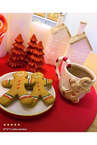 Monako 24 Carat Gold Embroidered, New Year's Cookie Man, Handmade, Gift Double Turkish Coffee Cup