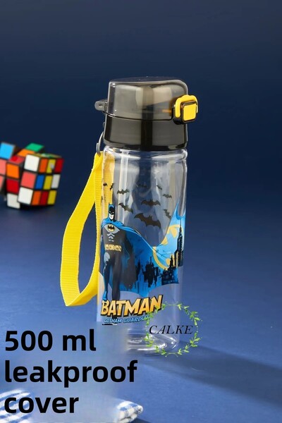 Calke زجاجة مياه للأطفال 500 مل مع شفاطة بولي كربونات خالية من مادة BPA - باتمان
