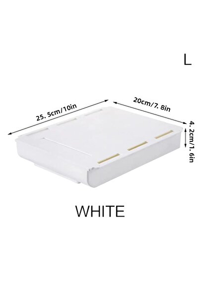 Choice منظم Jjyy مقاس L (أبيض) منظم أدراج مثبت على الحائط أسفل المكتب منظم فرش المكياج للمكتب