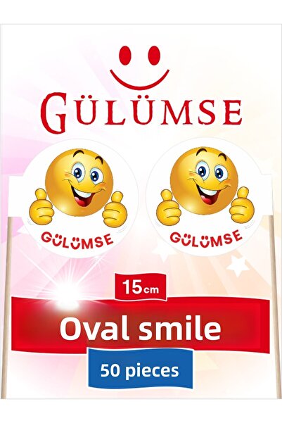 Home 15 سم، 50 قطعة - مسواك بعلم الابتسامة بنمط إيموجي، نموذج بيضاوي