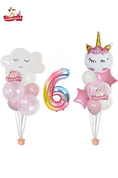 Bkmc Set de petrecere pentru ziua de naștere Bulut Eyelash Rainbow 6 ani foli...