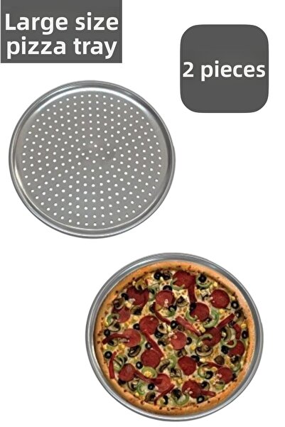 CocoVia (2 Pcs) Large Size 32cm Pizzable Tray with Holes Lahmacun Pita Tray- ...