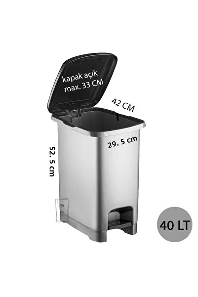 EFFE HOME Pedal Plastic Trash Can for Bathroom and Kitchen (Without Inner Bucket) Metallic Gray