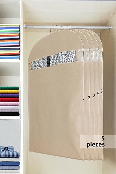 umbellatum Κάλυμμα Ρούχων 5 τμχ 60x100 εκ. Μπεζ με Παράθυρο