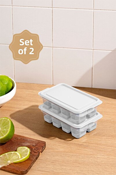 Vienev Set of 2 White Silicone Ice Molds - 8 Compartments