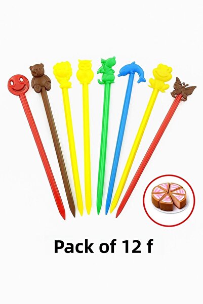 EFE PASTACILIK Acadele din plastic colorate și bomboane de mere – Stick de prezentare pentru ziua de naștere cu emoji și modele de animale