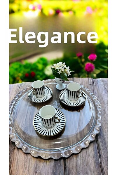 TCR Elegance with Modern Lines: Set of 6 Coffee Cups with Gold Detail”